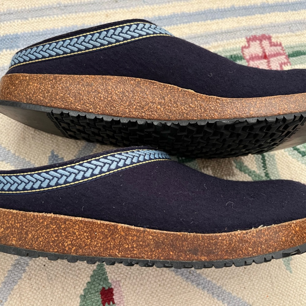 LL Bean Navy Wool Slip-On Clogs size 9 - Picture 6 of 7